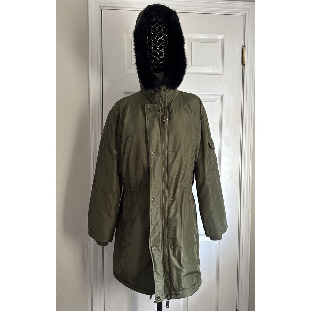 Gap Big Puff Jacket Women Sz Green Long Sleeve Zipper Pockets Fluffy - Picture 2 of 16
